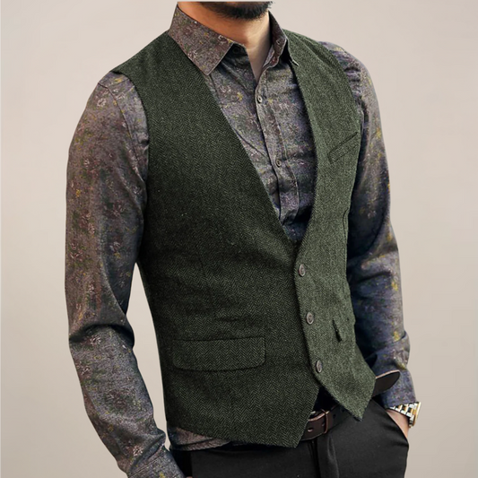 Men’s Vintage Buttoned Waistcoat – Old Money Style Vest for Autumn Layering