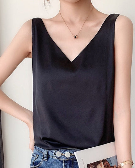 Lily | Women’s Classic Relaxed Fit Draped Satin Tanks
