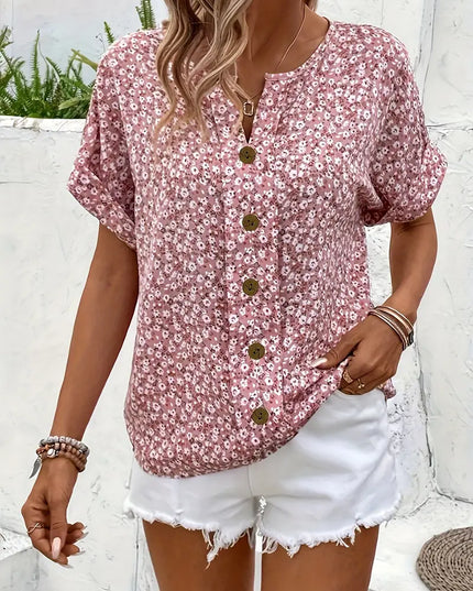 Katie | Women Summer Short Sleeve Button Top