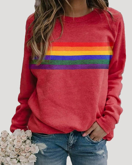Ashley | Women’s Spring Rainbow Stripe Casual Sweatshirt