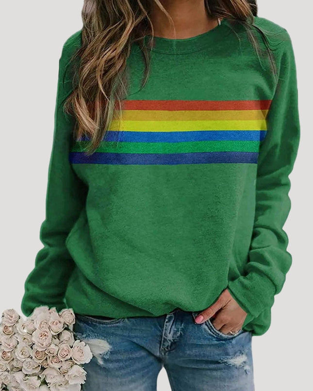 Ashley | Women’s Spring Rainbow Stripe Casual Sweatshirt
