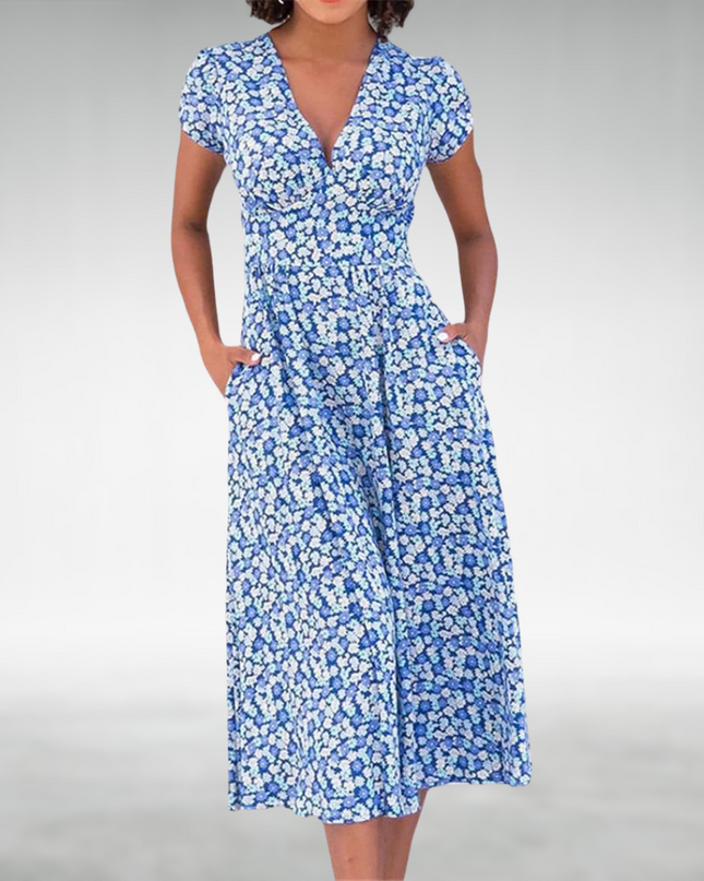 Alice | Women’s Floral V-Neck Pocket Midi Dress