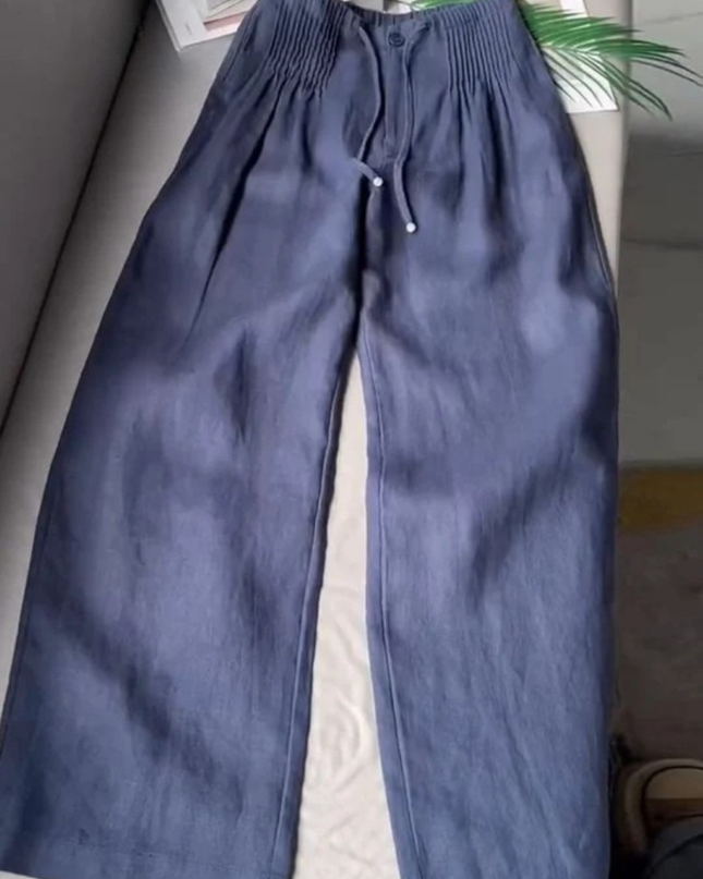Livia | Women's Relaxed Wide Leg Pants with Elastic Waist for Casual Everyday Wear
