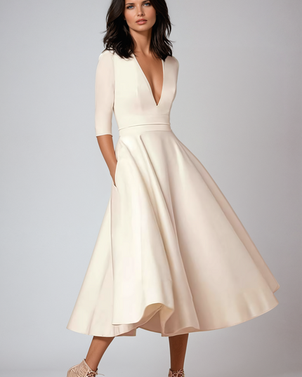 Daisy | Women Wedding Guest Flared Midi Dress