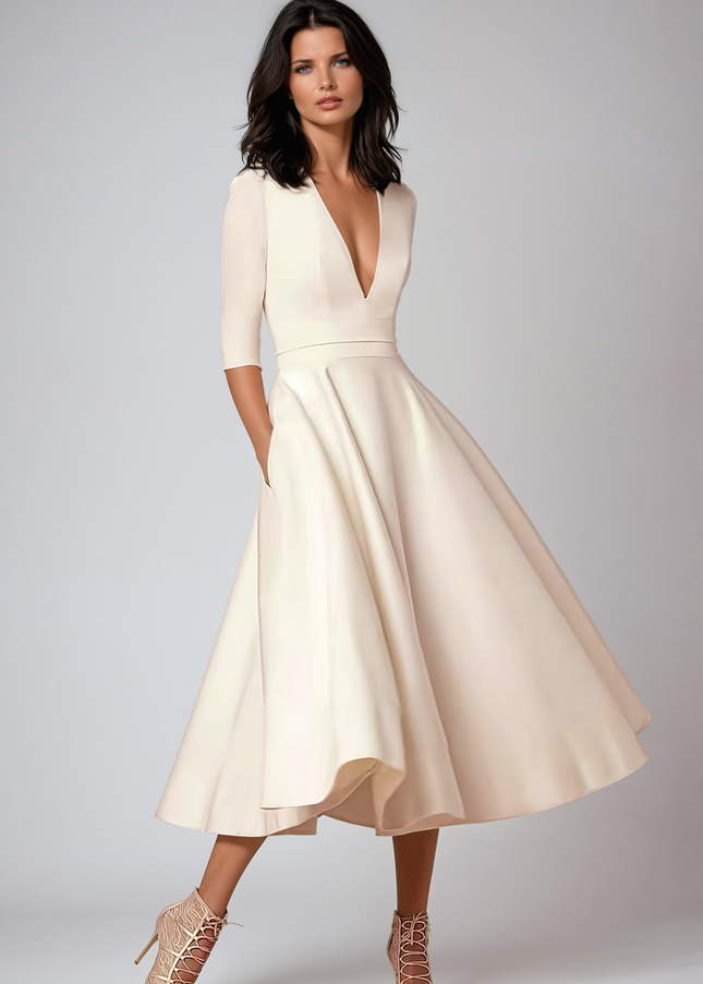 Daisy | Women Wedding Guest Flared Midi Dress