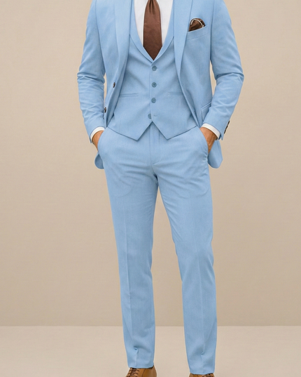 Men's Slim Fit Three-Piece Suit – Formal Set for Weddings & Parties