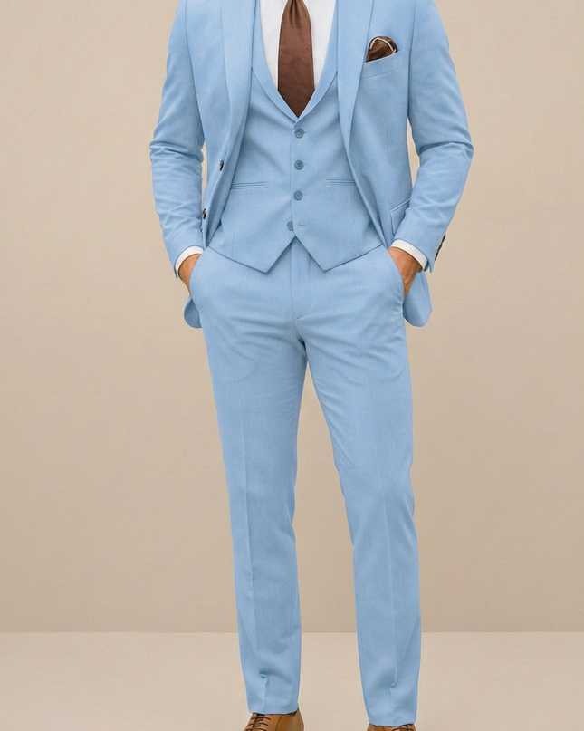 Men's Slim Fit Three-Piece Suit – Formal Set for Weddings & Parties