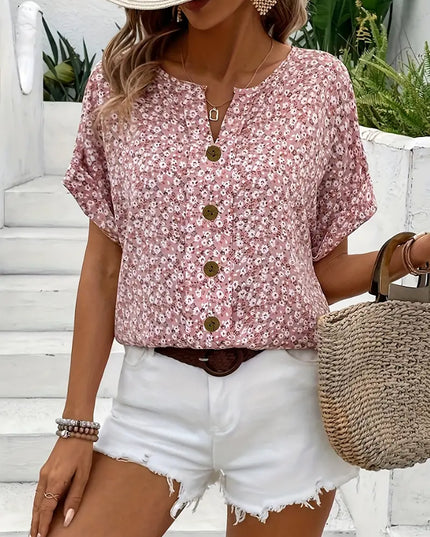 Katie | Women Summer Short Sleeve Button Top