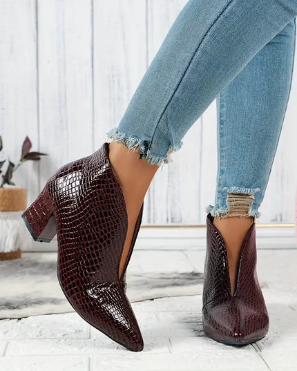 Natalie | Women's Stylish Reptile-Textured Ankle Boots