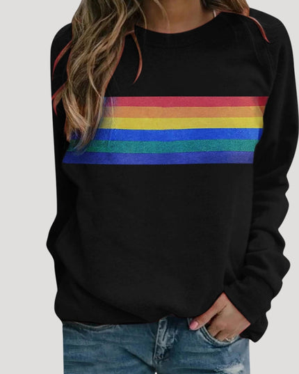 Ashley | Women’s Spring Rainbow Stripe Casual Sweatshirt