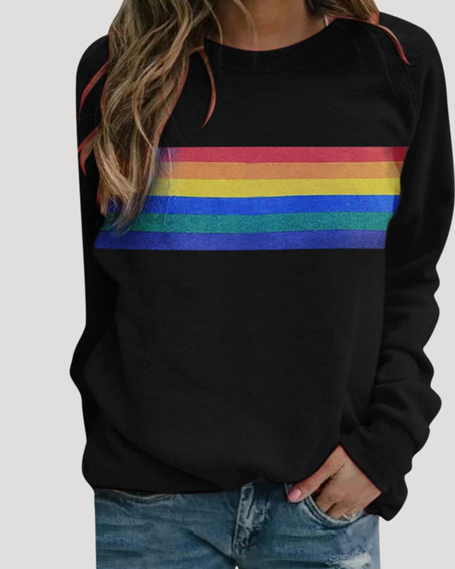 Ashley | Women’s Spring Rainbow Stripe Casual Sweatshirt