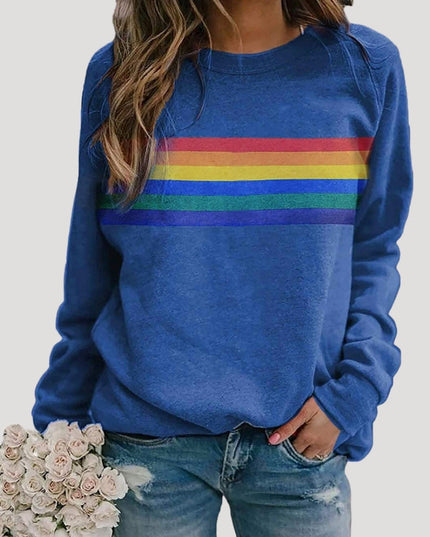 Ashley | Women’s Spring Rainbow Stripe Casual Sweatshirt