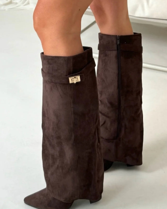 Emily | Women’s Leather Thigh-High Boots with Buckle