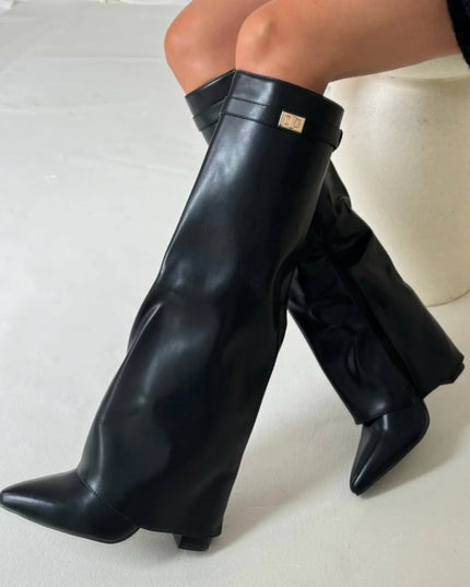 Emily | Women’s Leather Thigh-High Boots with Buckle