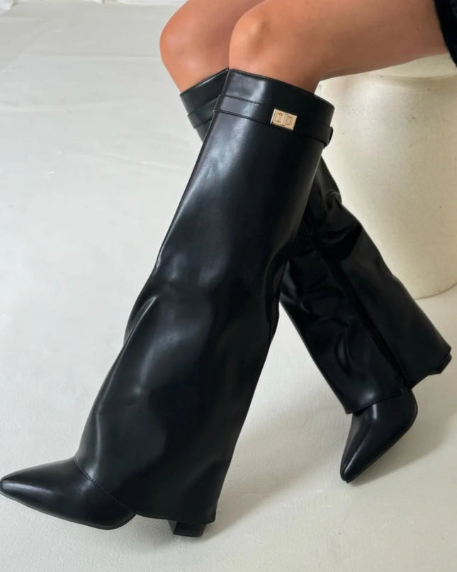 Emily | Women’s Leather Thigh-High Boots with Buckle
