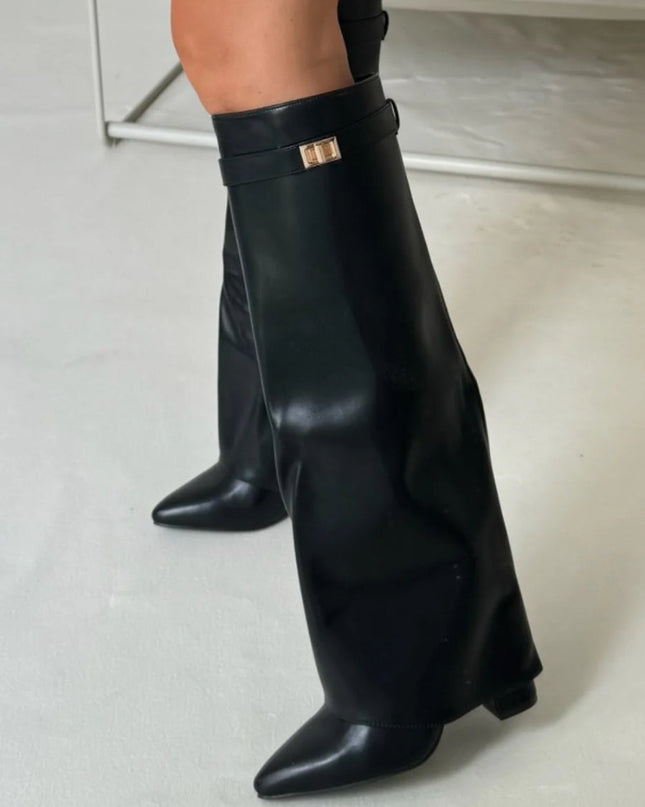 Emily | Women’s Leather Thigh-High Boots with Buckle