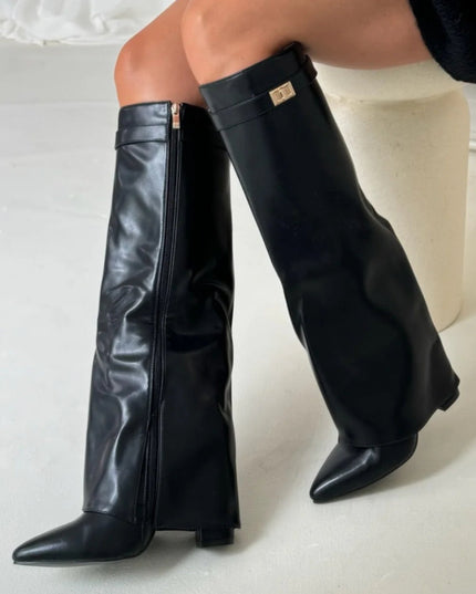 Emily | Women’s Leather Thigh-High Boots with Buckle