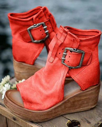 Dawn | Wedge Sandals with Buckle in Boho Style