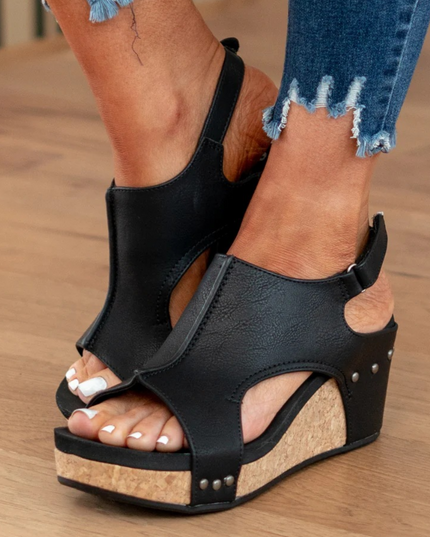 Linda | Suede Wedge Sandals