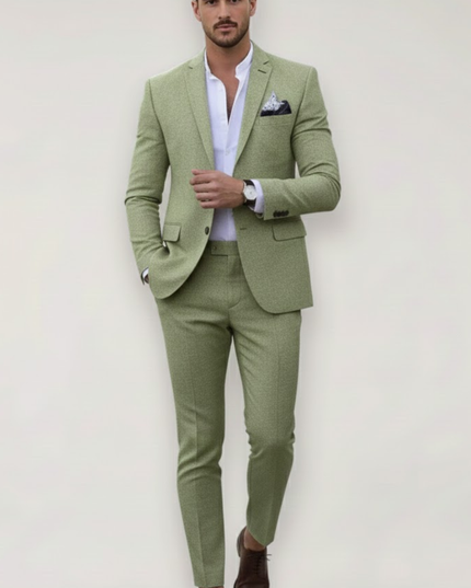Men’s Slim Fit 2-Piece Suit – Tailored Blazer and Trousers Set for Wedding Guests