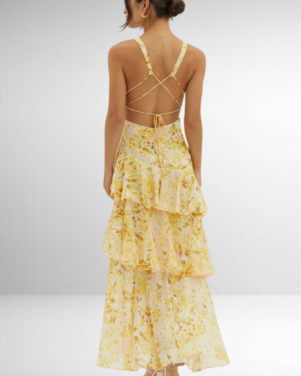 Maria | Women’s Elegant Floral Tiered Maxi Dress