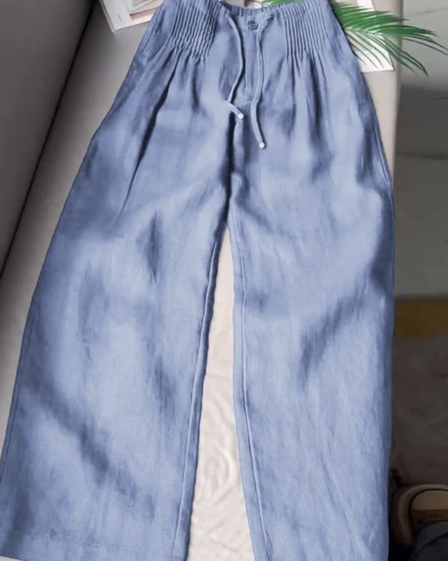 Livia | Women's Relaxed Wide Leg Pants with Elastic Waist for Casual Everyday Wear