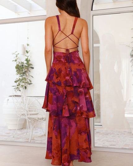 Maria | Women’s Elegant Floral Tiered Maxi Dress