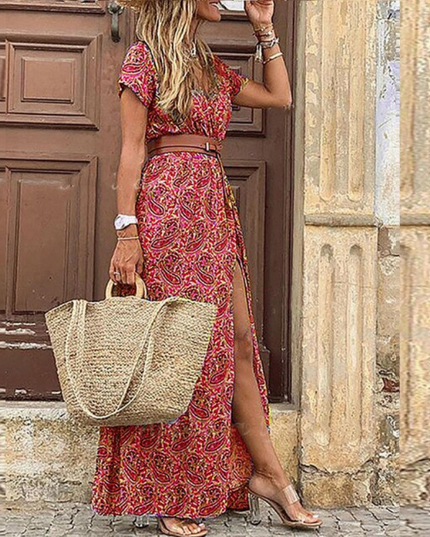Harper | Women’s V-Neck Short Sleeve Maxi Dress