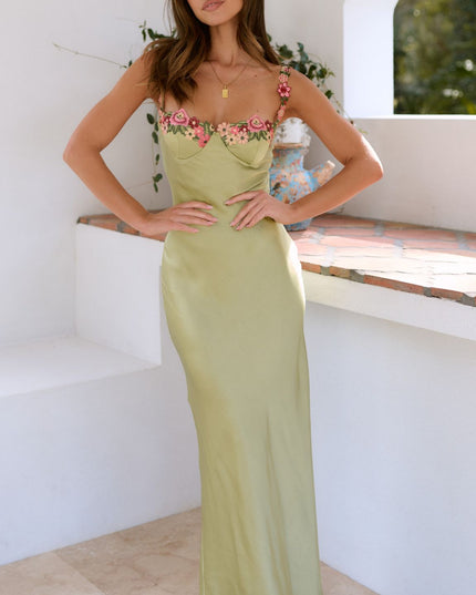 Caroline | Floral Strap Slim Maxi Dress