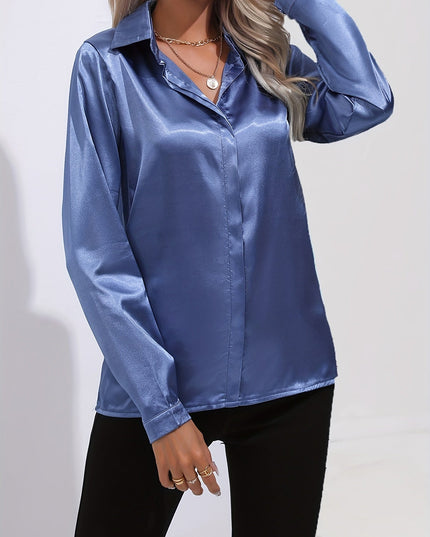 Sarah | Women’s Button Down Long Sleeve Satin Blouses