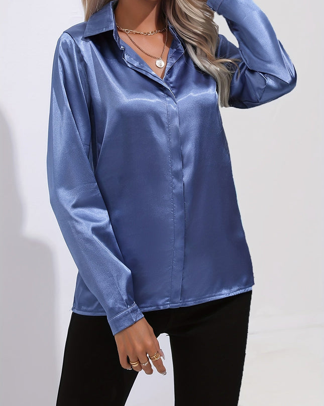Sarah | Women’s Button Down Long Sleeve Satin Blouses
