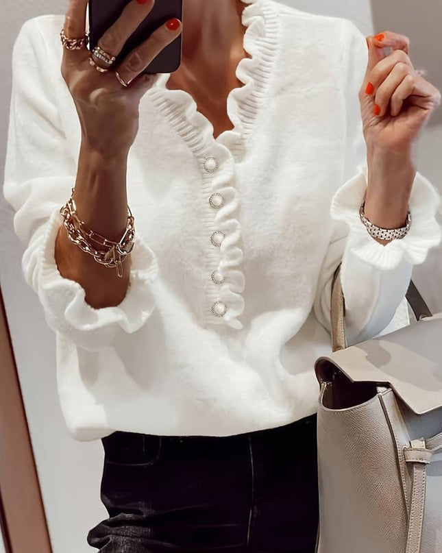 Darcey | Ruffle Blouse with Decorative Buttons for Women
