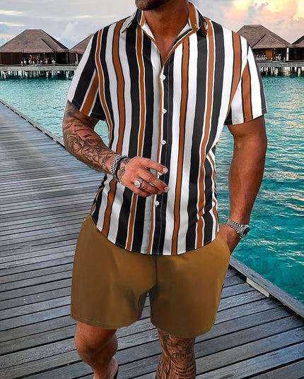 Stylish Striped Shirt and Shorts Set for Men