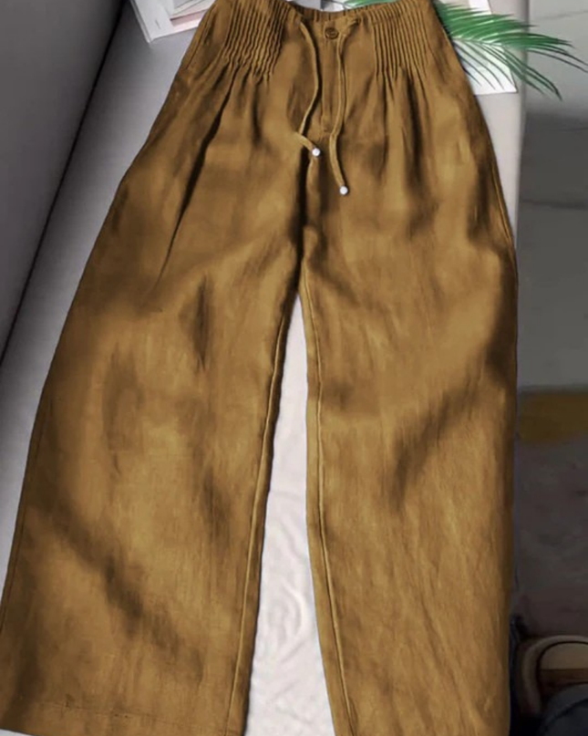 Livia | Women's Relaxed Wide Leg Pants with Elastic Waist for Casual Everyday Wear