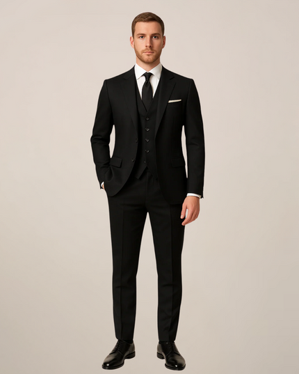 Men’s Three-Piece Dinner Suit – Contrast Lapel, Tailored Fit