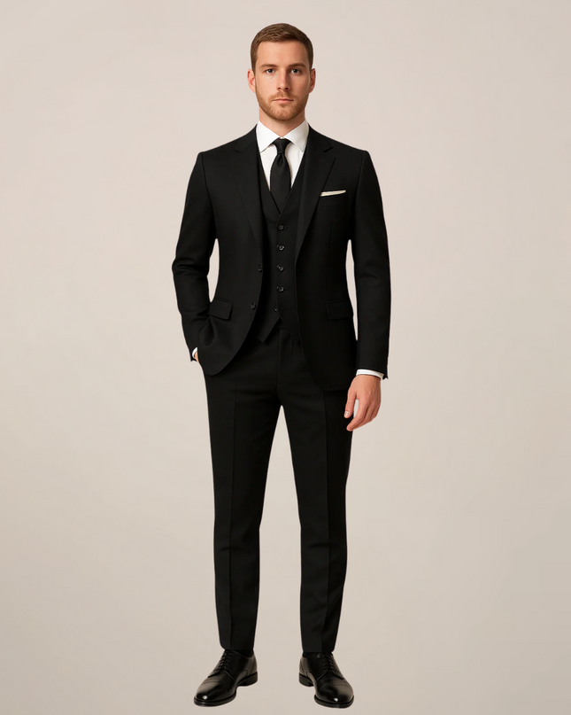 Men’s Three-Piece Dinner Suit – Contrast Lapel, Tailored Fit