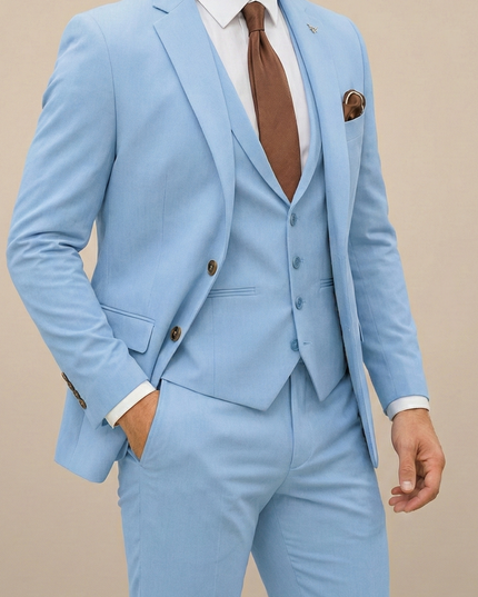 Men's Slim Fit Three-Piece Suit – Formal Set for Weddings & Parties
