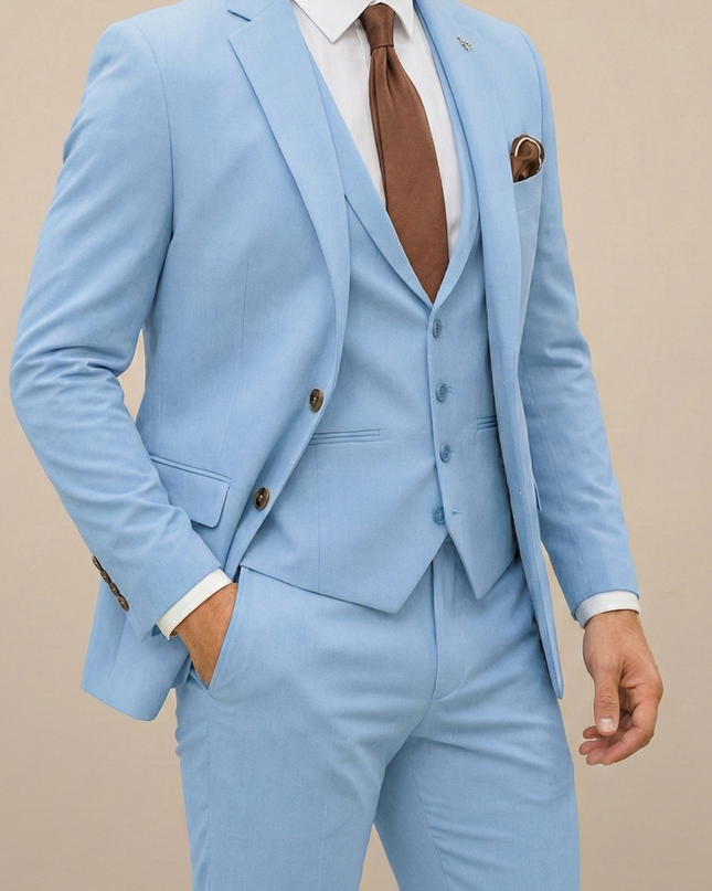 Men's Slim Fit Three-Piece Suit – Formal Set for Weddings & Parties