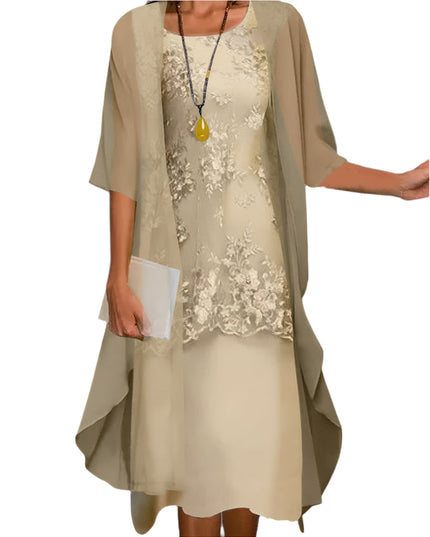 Ivy | Women Flowing Sheer Sleeve Midi Dress