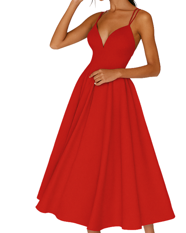 Bella | Women Wedding Guest Strappy Midi Dress