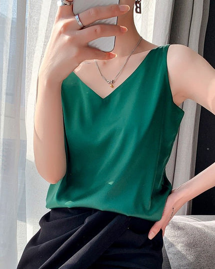 Lily | Women’s Classic Relaxed Fit Draped Satin Tanks
