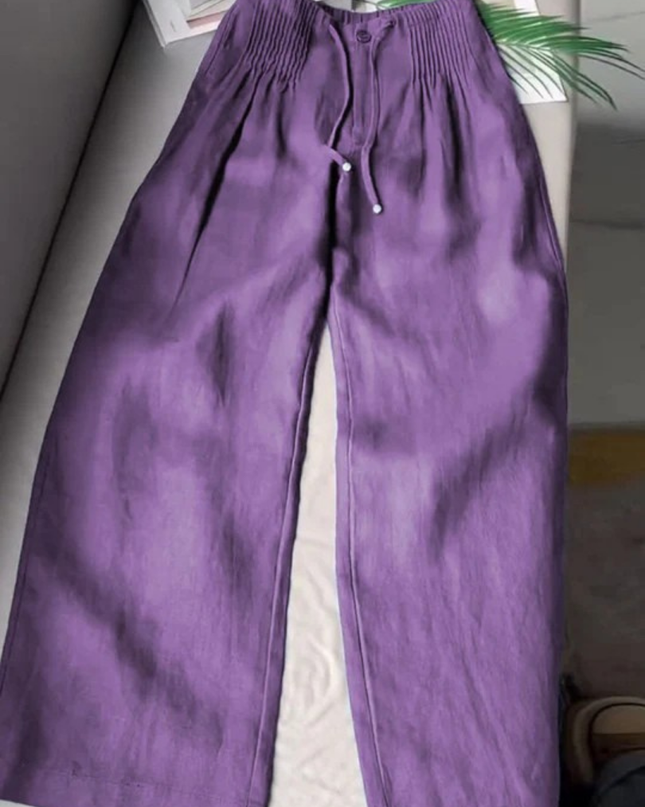Livia | Women's Relaxed Wide Leg Pants with Elastic Waist for Casual Everyday Wear