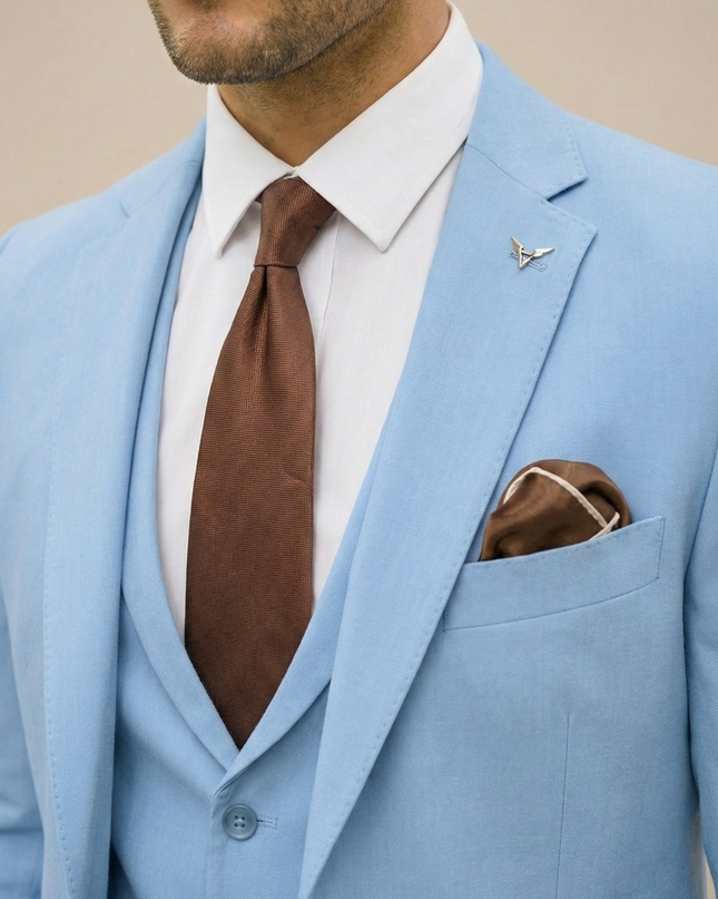 Men's Slim Fit Three-Piece Suit – Formal Set for Weddings & Parties