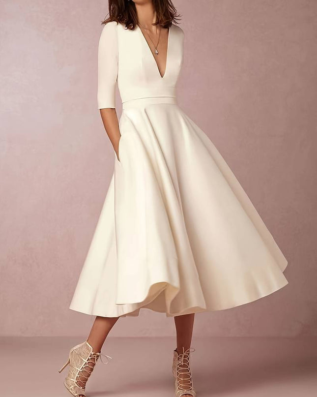 Daisy | Women Wedding Guest Flared Midi Dress