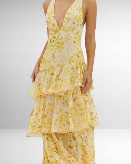 Maria | Women’s Elegant Floral Tiered Maxi Dress
