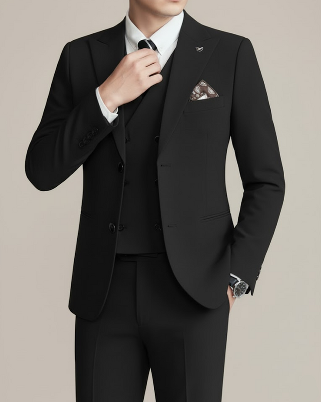 Men’s Three-Piece Suit – Tailored Formal Wedding Ensemble