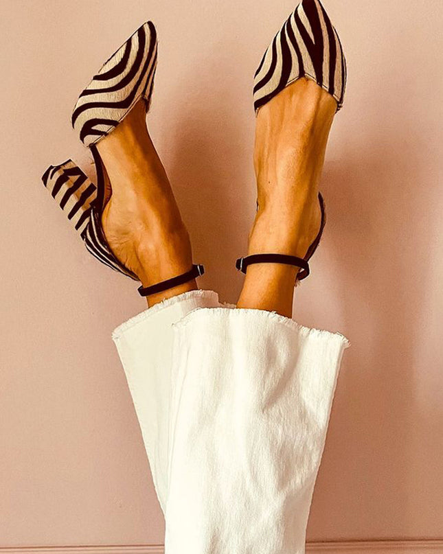 Zebrina | Zebra Sandals with Strap and Stable Heel
