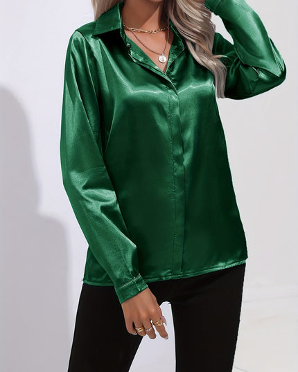Sarah | Women’s Button Down Long Sleeve Satin Blouses