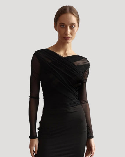 Claire | Women’s Spring Sheer Wrap Long-Sleeve Top