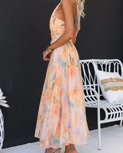 Poppy | Women’s Summer Halter Floral Maxi Dress